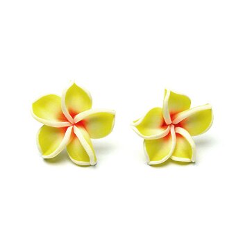 1 Paar FIMO Blüten Ohrstecker groß - weiß gelb orange -...