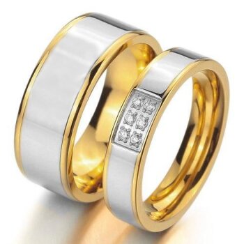 SET Eheringe / Partner Ringe  316 L Edelstahl gold...