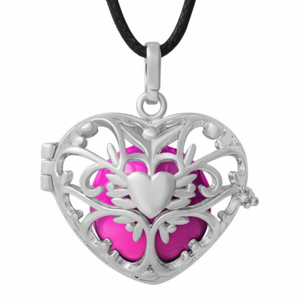 Anhänger Heartbeat  Klangkugel Harmony  pink  inkl. mit 925 Sterling Silber versilberter  Käfig inkl.  Kette