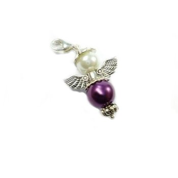 Charm Schutzengel lila Perle im Organza Beutel
