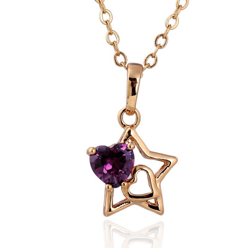 Anhänger Stern mit Herz Zirkonia violett mit vergoldet inkl. Kette im,  34,99 €