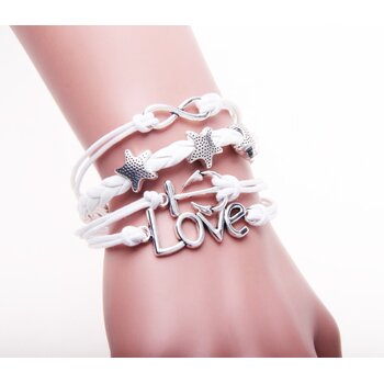 Armband Infinity, Anker, Sterne & Love weiß