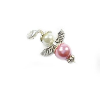 Charm Schutzengel rosa Perle im Organza Beutel