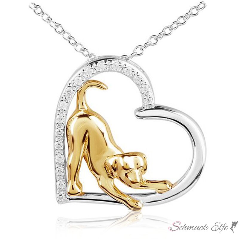 Herz Anhänger Hund Doggy Love teilvergoldet 925 Silber GRAVUR OPTION, 99,99  €