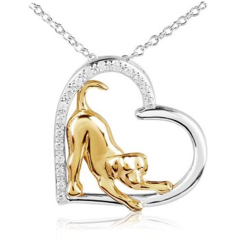 Herz Anhänger Hund Doggy Love teilvergoldet 925 Silber...