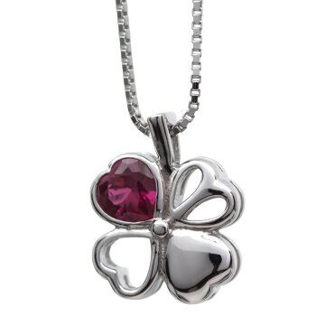 Kleeblatt Anhänger Princess Heart pink Zirkonia aus 925...