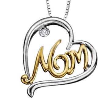 Herz Anhänger MOM Zirkonia 925 Silber Gelbgold Teil...