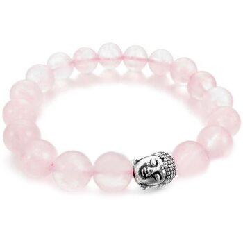 Armband Mala silberner BUDDA Rosenquarz Perlen rosa im...