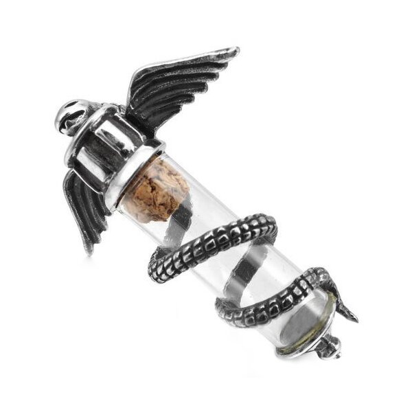 Anhänger Flügel Glas Zylinder mit Schlange 316 L...