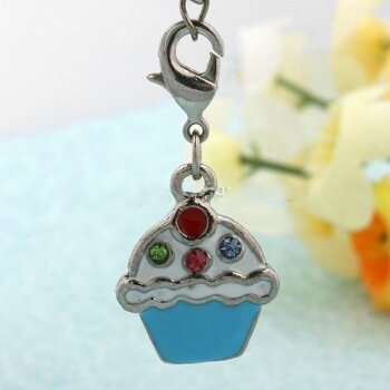 Muffin Charm Cherry mit bunten Strass & Emaille