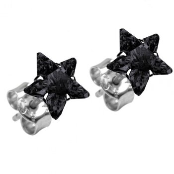 1 Paar Ohr Stecker Zirkonia Stern schwarz 925 Silber im...