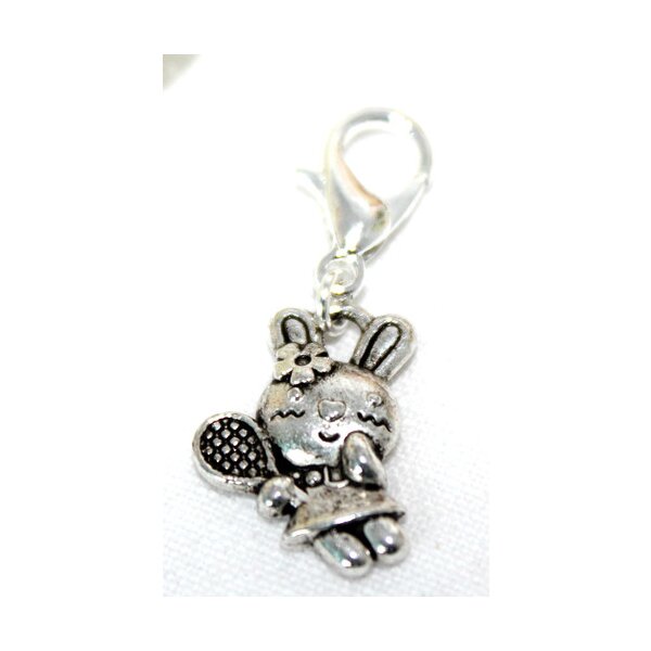 Tennis Bunny Charm Tibet Silber