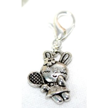 Tennis Bunny Charm Tibet Silber