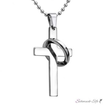 Kreuz Anhänger mit Ring 316 L EDELSTAHL inkl. Kette im...