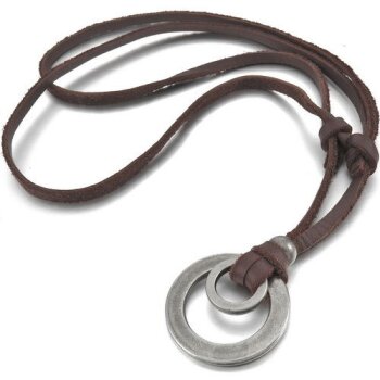 Anhänger Ringe antik silber inkl. verstellbarer Leder...
