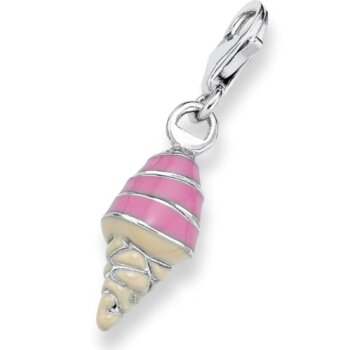 Eis Charm mit rosa Strass & Emaille