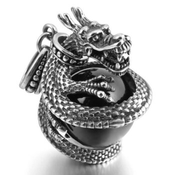 Anhänger Drache mit ONYX Kugel 316L EDELSTAHL inkl....