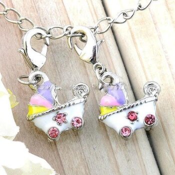 Kinderwagen Charm mit Strass & Emaille
