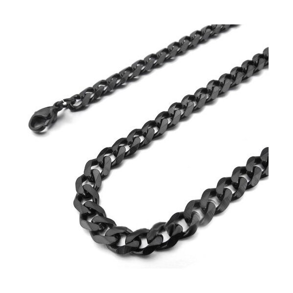 Panzer Kette schwarz  5 mm - 7 mm Größen Auswahl 316 L Edelstahl  UNISEX  im Etui