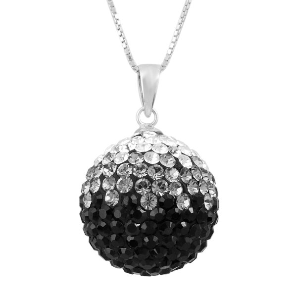 Anhnger Shamballa sterreichische Kristalle  12mm klar, grau , schwarz  inkl. Kette 925 Silber massiv im Etui