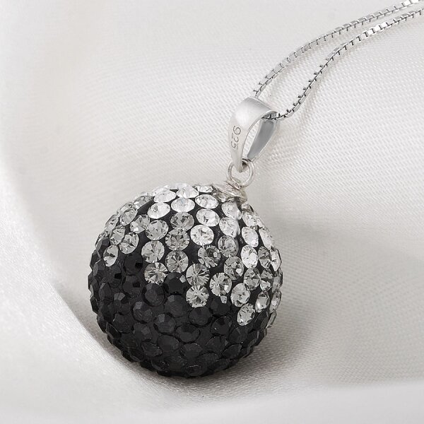 Anhnger Shamballa sterreichische Kristalle  12mm klar, grau , schwarz  inkl. Kette 925 Silber massiv im Etui