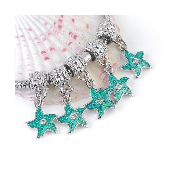 Dangle Bead Green Star mit Strass