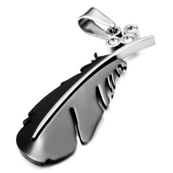 Anhänger FEDER schwarz 316 L Edelstahl inkl. Kette im...