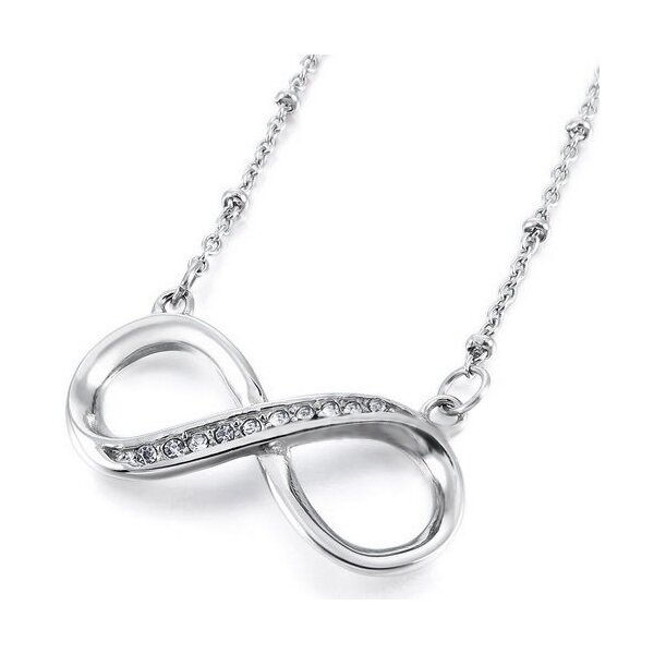 Collier Infinity mit Zirkonias  316L Edelstahl im Etui