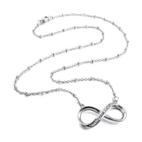 Collier Infinity mit Zirkonias  316L Edelstahl im Etui