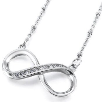 Collier Infinity mit Zirkonias 316L Edelstahl im Etui