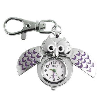 Eulen Uhr / Schlüsselanhänger EULY lila im Schmuck Beutel