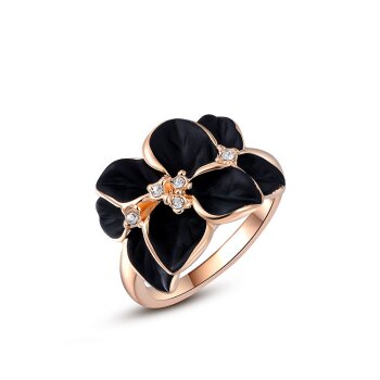 Ring Black Flower Zirkonias schwarz mit vergoldet im Etui