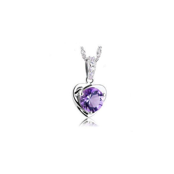 HERZ Anhnger Heart sterreichischer Kristall lila 925 Sterling Silber inkl. Kette im Organza Beutel