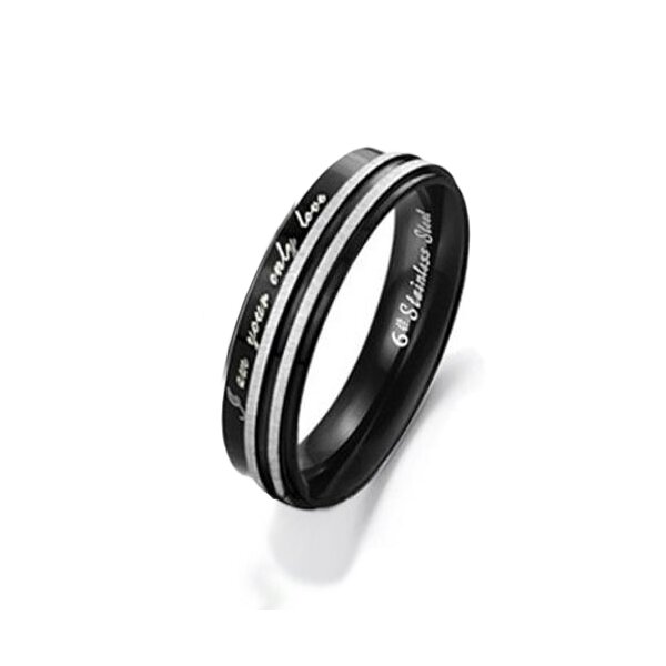 Damenring Unisex ONLY LOVE Edelstahl schwarz im Etui...