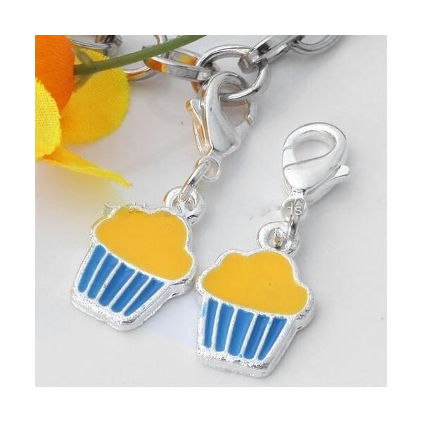 Muffin Charm  Emaille gelb / türkis