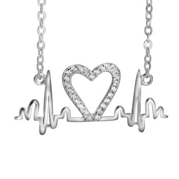 Collier LOVE PULS  Herzchen mit  Zirkonias aus 925 Silber...