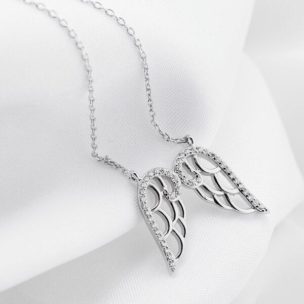 Collier Engelsflügel  my Angel   mit Zirkonias aus 925 Silber massiv im Etui
