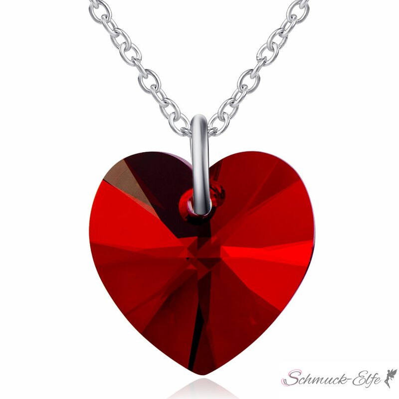 Anhänger Swarovski Elements Heart rot aus 925 Silber inkl. Kette im E,  79,99 €