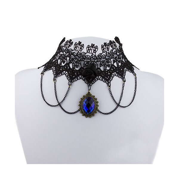 Gothic Barock Choker Collier aus Spitze mit Amulett Royal...
