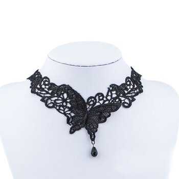 Gothic Barock Choker Collier Schmetterling aus Spitze mit...