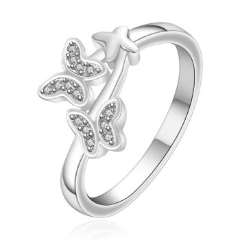 Silberring Schmetterlinge mit Zirkonias aus 925 Silber...