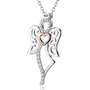 Anhänger Engel mit Herz Zirkonias Rosegold Teil...