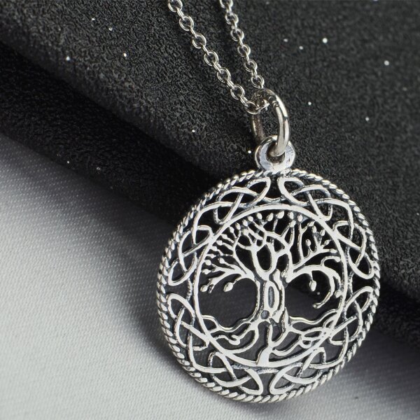 Anhänger Amulett Lebensbaum keltisch aus 925 Silber inkl