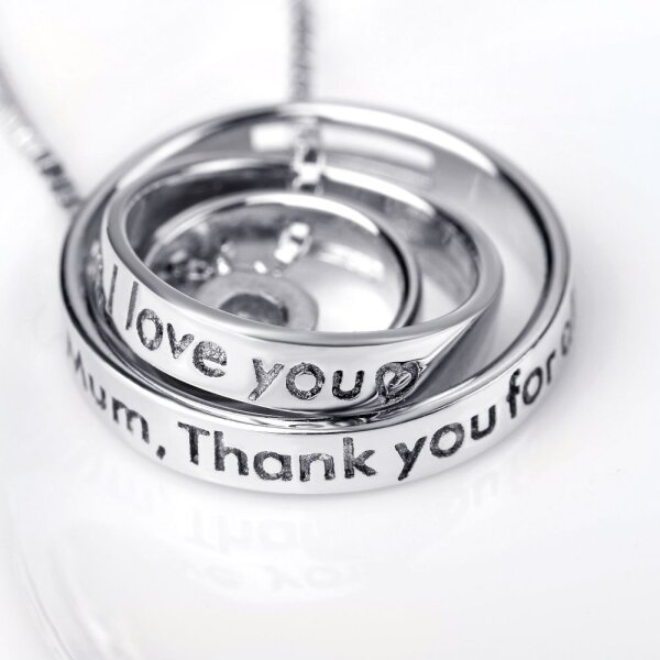 Anhnger Galaxie Ringe  Mum I love you  925 Silber GRAVUR OPTION