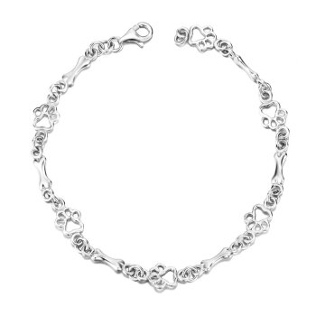 Armband Pfote & Knochen aus 925 Silber im Etui