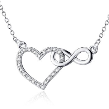 Collier INFINITY LOVE  Herzchen mit  Zirkonias aus 925...