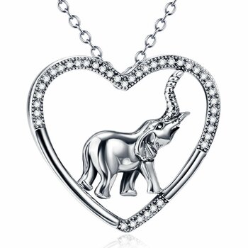 Anhänger Herz Elefant mit Zirkonias aus 925 Silber inkl....