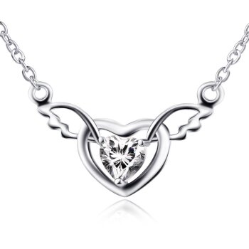 Collier Engelsflügel mit Herz Zirkonia aus 925 Silber im...