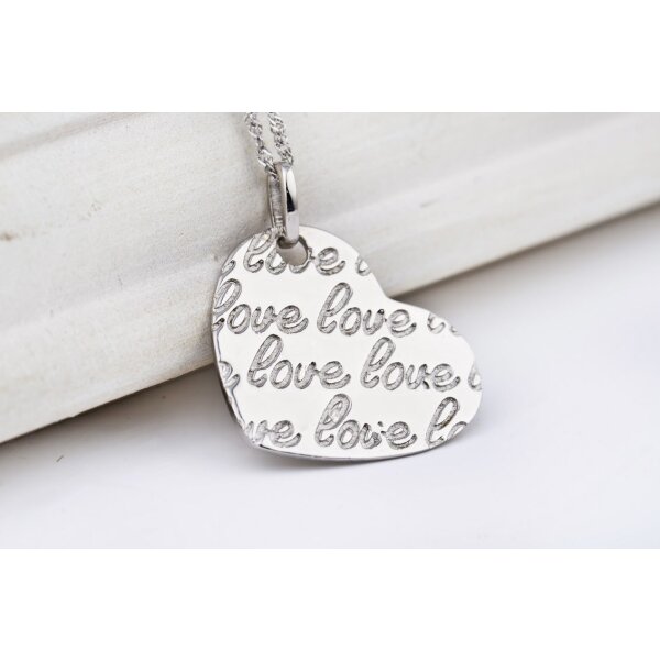 Anhnger Herz Amulett love aus 925 Silber inkl. Kette im Etui