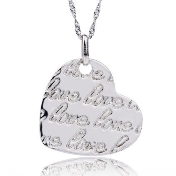 Anhänger Herz Amulett love aus 925 Silber inkl. Kette im...